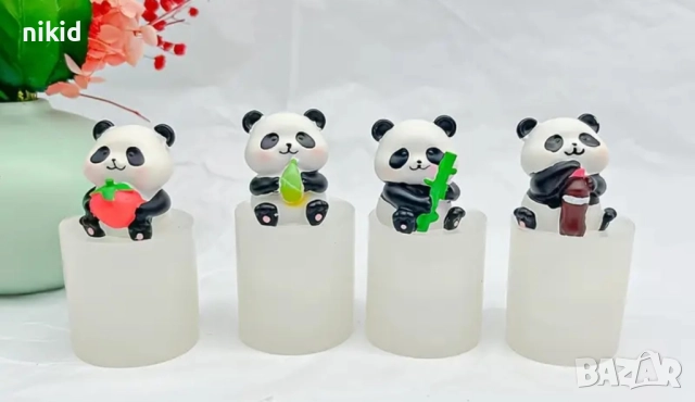 4 бр 3D Панда панди силиконов молд форма калъп гипс кубчета гипсови фигурки с имена свещ смола, снимка 5 - Форми - 51939452