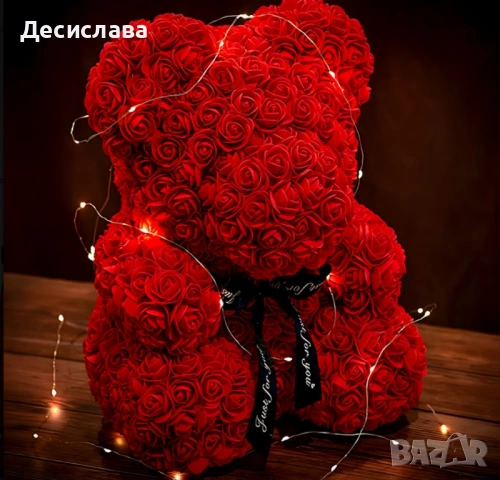 Плюшено мече с LED рози - подарък за мама, момиче, баба - комплект вечни рози 25 см, снимка 9 - Други - 53005063