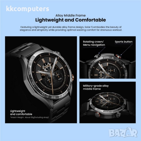 HAYLOU Solar 5 Смарт часовник-1.58" AMOLED, Bluetooth обаждания, NFC, 150+ спорта, 24/7 здравен мони, снимка 8 - Смарт часовници - 52537145