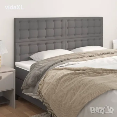 vidaXL Горни табли за легло 4 бр сива, 100x5x78/88 см, изкуствена кожа（SKU:3116444）, снимка 2 - Спални и легла - 49467025