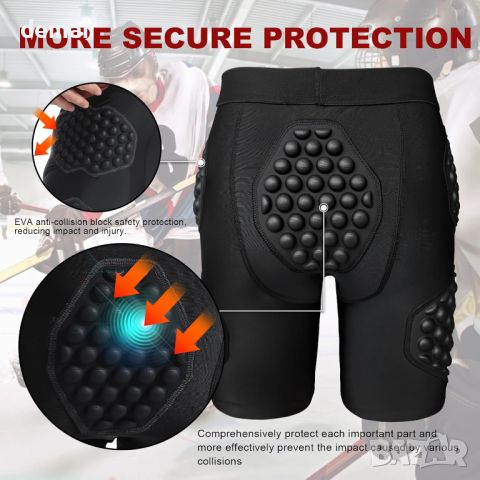 Topeter Къси защитни панталони за спорт с компресия и подплата, защита на бедрата и отзад, размер XL, снимка 4 - Спортна екипировка - 46446354