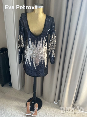 Елегантна дамска рокля с V-образен гръб М/Л, снимка 4 - Рокли - 52558037