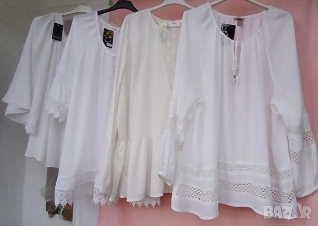 Красиви и стилни бели копринени памучни и кенарени блузи.