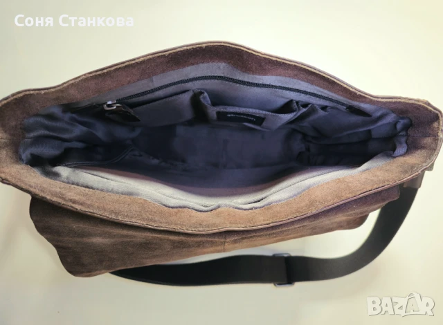 STRELLSON - Мъжка чанта за през рамо - естествена кожа, снимка 6 - Чанти - 51296388