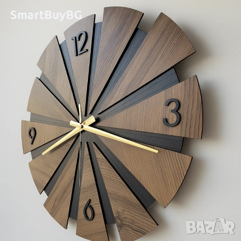 Дизайнерски дървен стенен часовник – съвременен лукс за вашия дом (40 x 40 см)