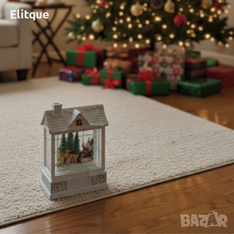 Снежна Коледна къщичка с Дядо Коледа – Идеален празничен акцент, снимка 4 - Други стоки за дома - 52629342