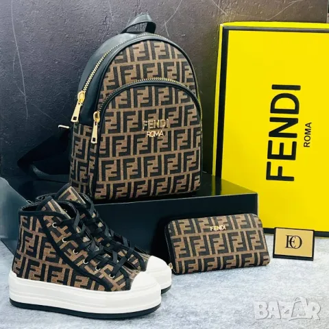 дамски комплект кецове, раница/ чанта  и портмоне fendi , снимка 7 - Чанти - 48455637