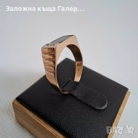Мъжки златен пръстен с фианити, 3,12г – стил и сила, снимка 4 - Пръстени - 54216652