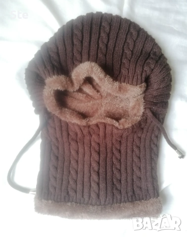Нова шапка и шал с връзки, снимка 3 - Шапки, шалове и ръкавици - 53681700