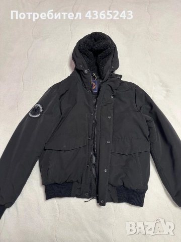 Оригинално Мъжко Яке Superdry много дебело и топло, черно преходно яке, снимка 2 - Якета - 52502437