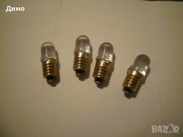 LED Е10 крушки- 5,5 до 20V захранване 
