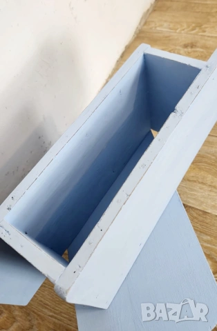 Комплект 2 бр. дървени рафтове светлосини, снимка 3 - Етажерки - 53666936