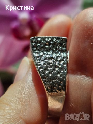 масивен сребърен пръстен с Пурпурен Аметист, снимка 6 - Пръстени - 45113017