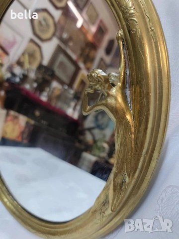 АНТИКВАРНО БРОНЗОВО ОГЛЕДАЛО В СТИЛ СЕЦЕСИОН , снимка 7 - Антикварни и старинни предмети - 54280298