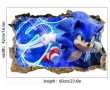 Соник Sonic син фон самозалепващ стикер лепенка за стена и мебел детска стая, снимка 2