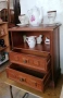 Стилно дървено шкафче от масивно дърво с две чекмеджета и отворена ниша., снимка 2