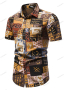 Мъжки лятна модна риза с щампи с къс ръкав, снимка 1 - Ризи - 45026606