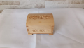 Стара дървена кутия с форма на сандък - пирография - Българска, снимка 1