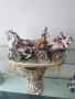 Capodimonte скулптура 45см/Каподимонте стара голяма порцеланова фигура-композиция/карета-любовници, снимка 1