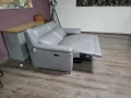 Сив кожен диван двойка с електрически релаксиращ механизъм, снимка 8