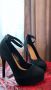 🖤🖤 NEW LOOK !НОВИ! черни велурени токчета на платформа, снимка 1 - Дамски обувки на ток - 45569326