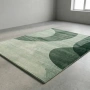 Модерен килим за хол 120х160см - Зелени вълни на светъл фон и 3D ефект, Противоплъзгащ, снимка 1