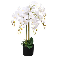 vidaXL Изкуствена орхидея със саксия 75 см бяла（SKU:244425, снимка 1 - Стайни растения - 45036085