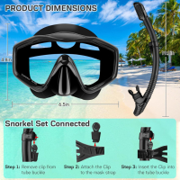 Immver Комплект за гмуркане с шнорхел, маска, тапи за уши и чанта  за възрастни, против замъгляване, снимка 3 - Водни спортове - 44988560