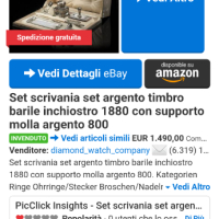 Стар сребърен писалищен  комплект на италиански чиновник-сребърна мастилница писалка печат нож , снимка 16 - Антикварни и старинни предмети - 45036863