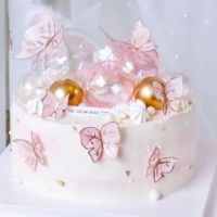 Прозрачна седефена топка пластмасова за декорация украса торта и др, снимка 2 - Други - 26727748