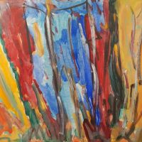 ВАСИЛ ИВАНОВ 1909-1975 Пейзаж Гора картина от 1970те години, снимка 2 - Картини - 45953041