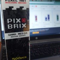 Pix Brix Pixel Art Puzzle Bricks, Черни  насипни Brix - 500 части, снимка 4 - Игри и пъзели - 45268678