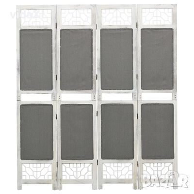 338555 vidaXL 4-Panel Room Divider Grey 140x165 cm Fabric, снимка 1
