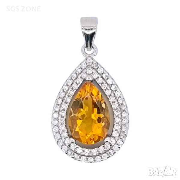 СРЕБЪРНА ВИСУЛКА С ЦИТРИН, снимка 1