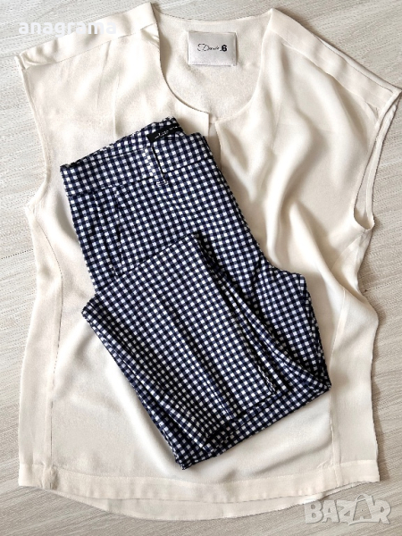 Елегантен панталон в ситно каре Zara & страхотен копринен топ Dante 6 , снимка 1