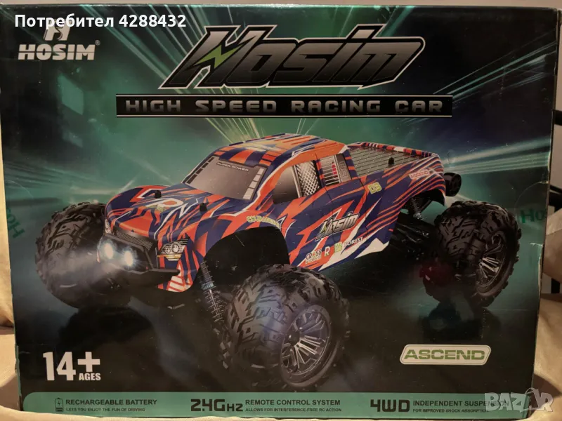 RC Car X06 1:10 Високоскоростна кола с дистанционно управление Hosim RC Monster Truck 48+ KMH , снимка 1