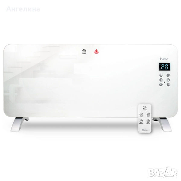 Печка конвекторна Homa PH-2039-GW, 2000W, стъклен панел, снимка 1