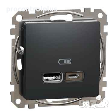Продавам Розетка 2x USB тип A+C 2.4A 12W Антрацит SCHNEIDER ELECTRIC Sedna Design, снимка 1