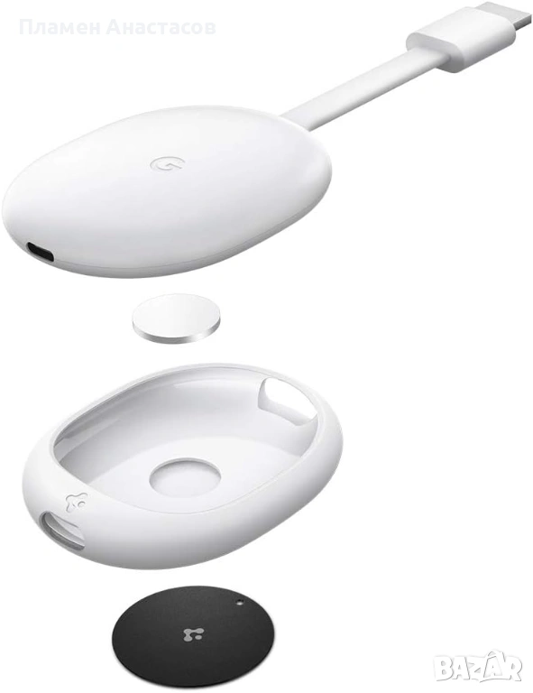 Spigen Silicone Fit кейс за Chromecast with Google TV (2020) – бял, снимка 1