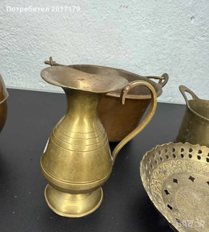 красива стара месингова кана ибрик, снимка 1