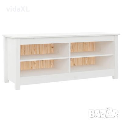 vidaXL Пейка за обувки бяла 110x38x45,5 см масивна борова дървесина(SKU:813775, снимка 1