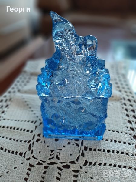  Джудже -стъклена   ретро захарница,бомбониера, снимка 1