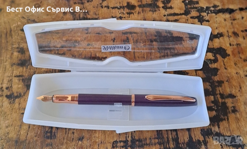 писалка Пеликан Pelikan лилава и розов метал в кутия, снимка 1