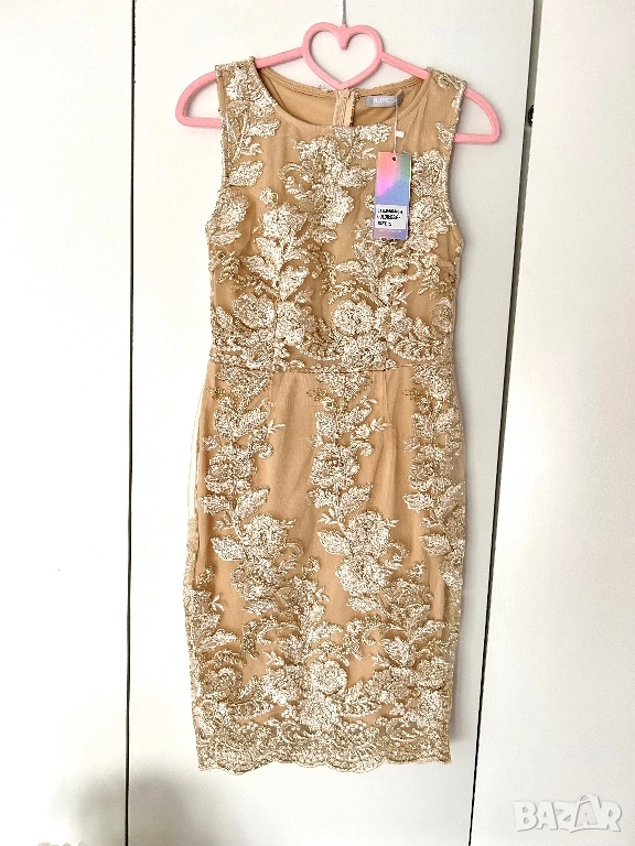 Разпродажба Красива официална елегантна рокля по тялото с бродерии Нова, снимка 1