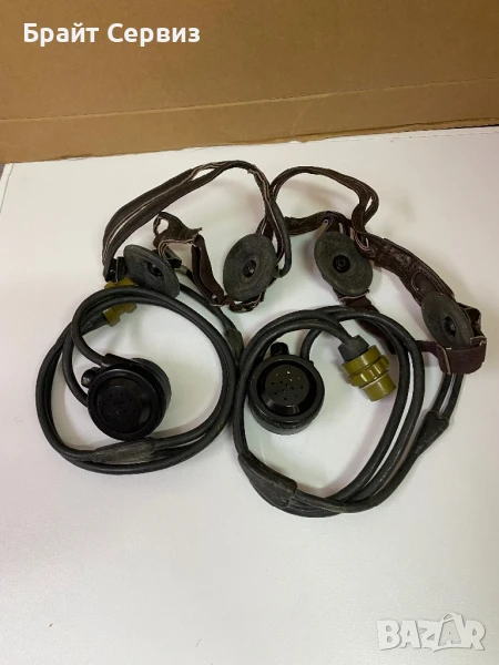 Стари военни слушалки с микрофон, снимка 1