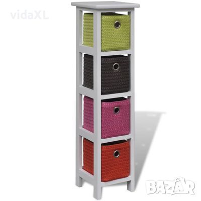 vidaXL Шкаф за съхранение с многоцветни кошници, дърво пауловния(SKU:241540, снимка 1