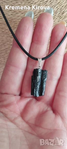 Колие с черен турмалин. Бижута Луди гъби., снимка 1