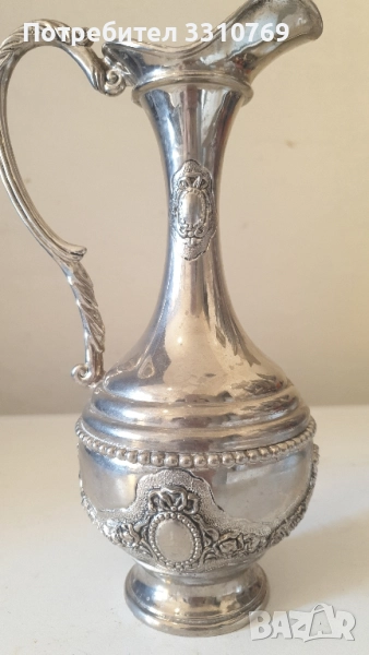 Красива посребрена бронзова кана., снимка 1