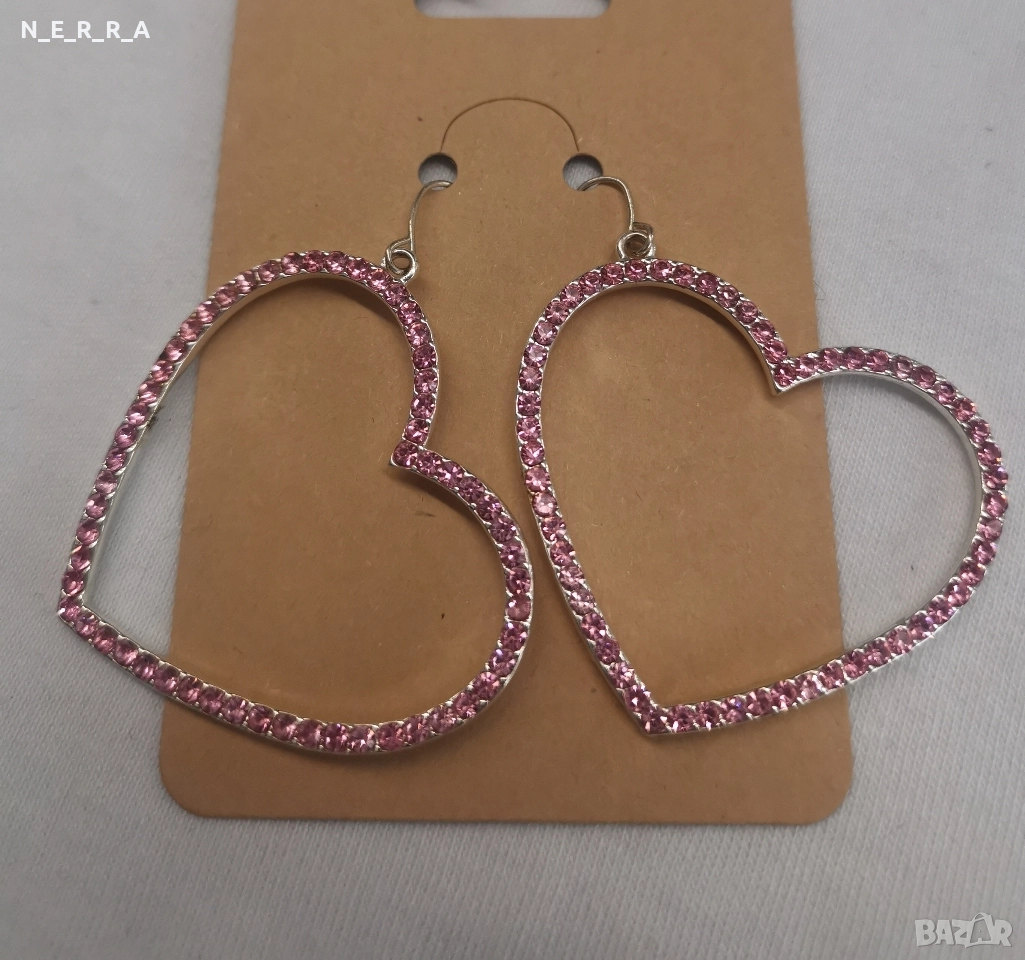 Обеци с розови камъни, снимка 1
