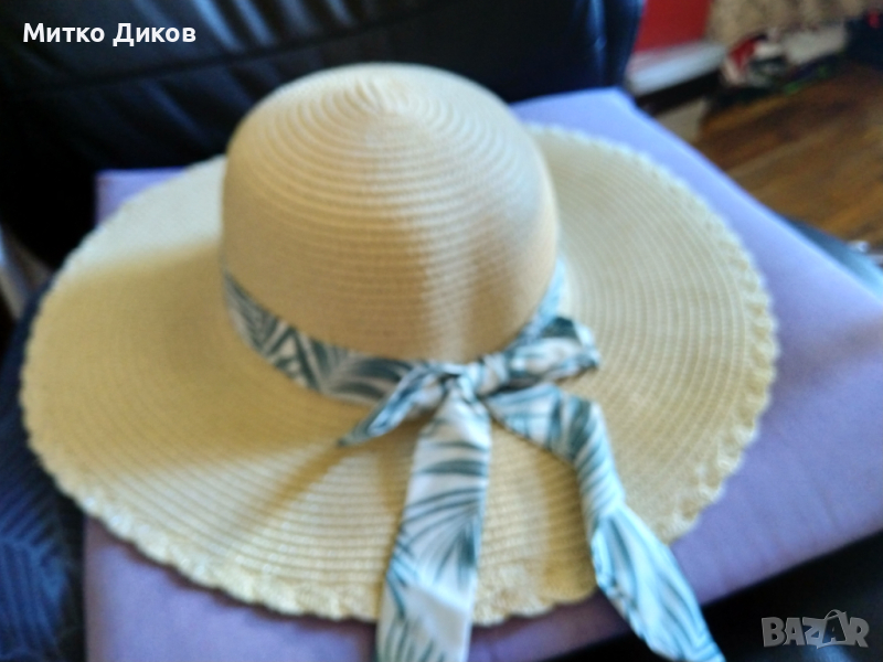 Сламена шапка женска с панделка маркова размер 58 нова, снимка 1